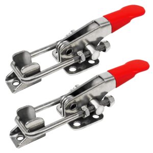 cukayo 2pcs heavy duty toggle clamp capacity 400lbs, 304 stainless steel adjustable u bolt holding quick release latch (40323-2pcs)