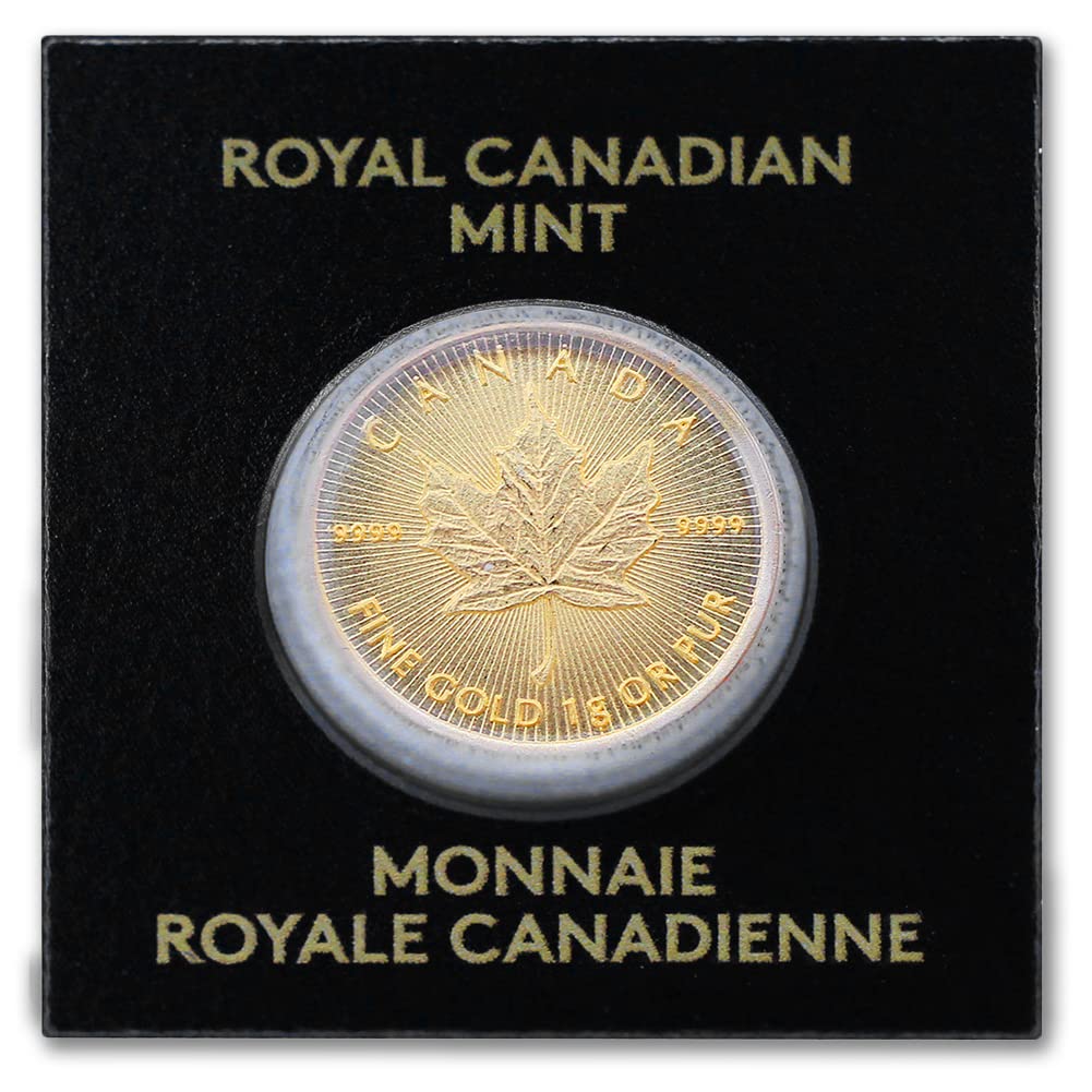 2022 1 Gram .9999 Canadian Gold Maple Leaf Coin Brilliant Uncirculated with a Certificate of Authenticity 50c BU