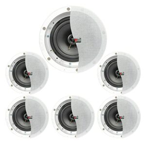 5 core 6.5” inch outdoor indoor in ceiling speaker, flush mount in wall universal speakers waterproof for paging restaurant, placement, covered porches cl 6.5-12 2w 6pcs