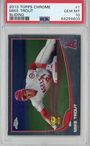 Graded 2013 Topps Chrome Mike Trout #1 Sliding Rookie Cup RC Baseball Card PSA 10 Gem Mint