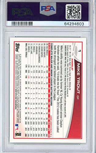 Graded 2013 Topps Chrome Mike Trout #1 Sliding Rookie Cup RC Baseball Card PSA 10 Gem Mint