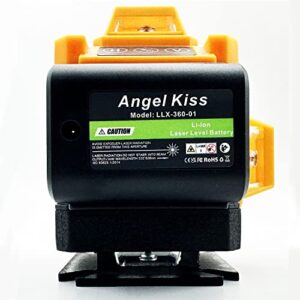 Angel Kiss Laser Level Self Leveling 4x360° 4D Green Cross Line Laser Tool for Construction and Picture Hanging, 2 Rechargeable Battery, Remote Controller, Magnetic Rotating Stand Included