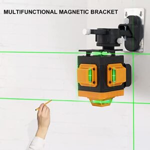 Angel Kiss Laser Level Self Leveling 4x360° 4D Green Cross Line Laser Tool for Construction and Picture Hanging, 2 Rechargeable Battery, Remote Controller, Magnetic Rotating Stand Included