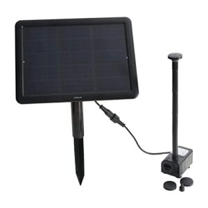 Hybrid Solar Water Pump. Smart Tech Ensures Longer Pumping Hours: 3 Hours Lightning after Sunset. 6W Solar Panel, 4 Types Nozzles, Water Fountain for Garden, Ponds, Pool, Fish Tank, Aquarium.