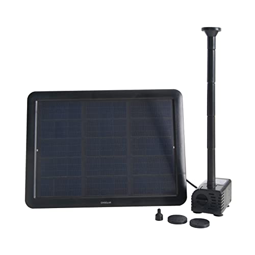 Hybrid Solar Water Pump. Smart Tech Ensures Longer Pumping Hours: 3 Hours Lightning after Sunset. 6W Solar Panel, 4 Types Nozzles, Water Fountain for Garden, Ponds, Pool, Fish Tank, Aquarium.