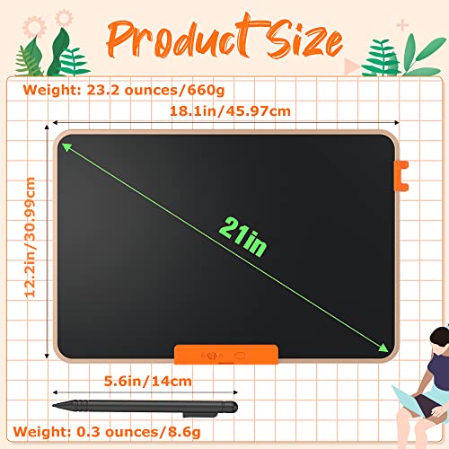 21 Inch LCD Writing Tablet for Kids Erasable Doodle Board Drawing Tablet with Lock Reusable Large Doodle Pad Writing Board with Pen Slots for 3-12 Year Old Kids Adults Home School