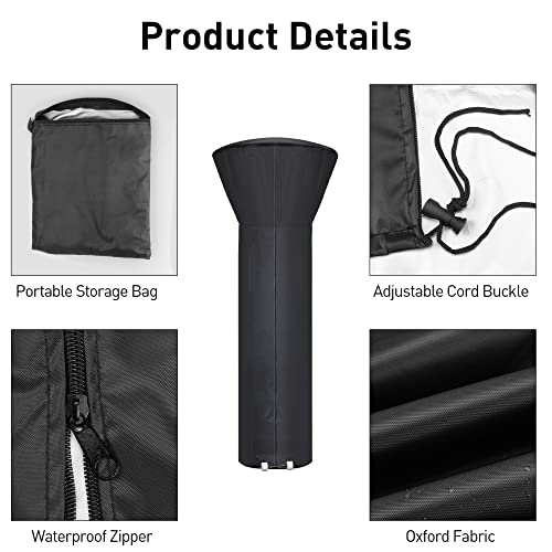 Hayenda Patio Heater Covers, Outdoor Heater Cover with Zipper and Storage Bag Waterproof Covers for Standing Heater, Black 89”Hx33”Dx19”B