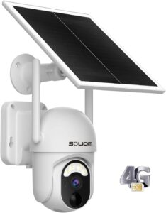 soliom 3g/4g lte cellular solar security cameras with sim card,wireless outdoor battery powered camera pan tilt 355°view with 1080p night vision,no wifi,spotlight pir motion sensor, s40