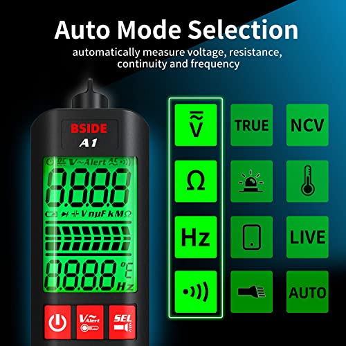 BSIDE Voltage Tester 3-Results Display Non-Contact Voltage Detector Pen, Integrated Multimeter, Dual Range AC 6V-1000V/90V-1000V Electrical Sensor V-Alert Live Wire Tester