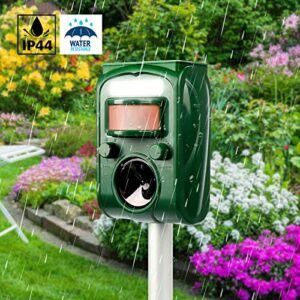 Solar Animal Repeller 2-Pack, Outdoor Waterproof with Motion Detevtor, Cat Deer Repeller, Drive Away Dog -Cat -Squirrel -Skunk -Rabbit -Rodent -Fox -Coyotes -Rat