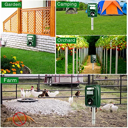 Solar Animal Repeller 2-Pack, Outdoor Waterproof with Motion Detevtor, Cat Deer Repeller, Drive Away Dog -Cat -Squirrel -Skunk -Rabbit -Rodent -Fox -Coyotes -Rat