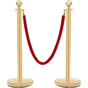 stanchions crowd control barriers golden stanchion with 4.8 foot red velvet rope line dividers for party, museums, wedding 2pcs
