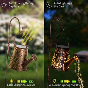 Solar Watering Can with Lights Outdoor,Hanging Solar Lantern,Metal Waterproof Garden Lights Decorations Gift for Table Patio Yards Pathway Party