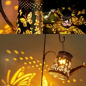 Solar Watering Can with Lights Outdoor,Hanging Solar Lantern,Metal Waterproof Garden Lights Decorations Gift for Table Patio Yards Pathway Party