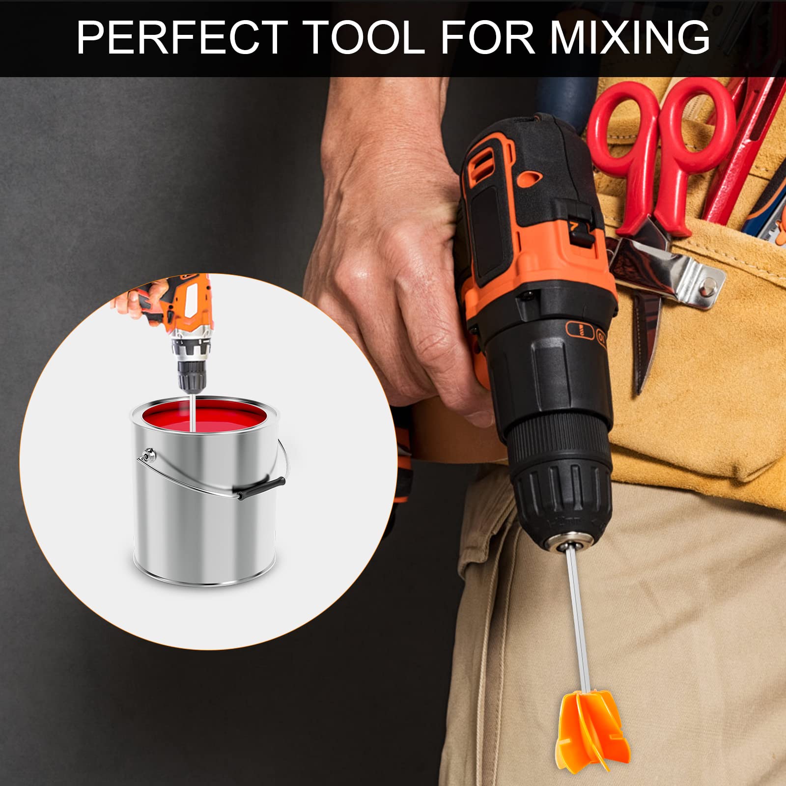 LITKIWI New Design Paint Mixer Drill Attachment with 1/4"Hex Shank Adapt to Quick Chuck Drill,Multipurpose Paint Stirrer for Liquids that Require Constant Stirring(Resin,Epoxy,Paint and etc.)