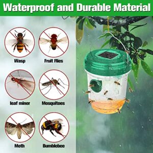 Wasp Traps, Solar Bee Trap Catcher, Wasp Catchers Yellow Jacket Trap with UV LED Light, Nontoxic Reusable Wasp Trap Outdoor Hanging, Wasp Killer for Trapping Wasp, Hornet, Bee (2-Pack, Orange+Green)