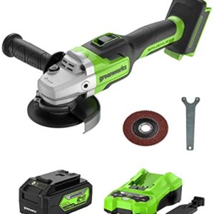 Greenworks 24V Brushless Angle Grinder with 4Ah USB (Power Bank) Battery and Charger