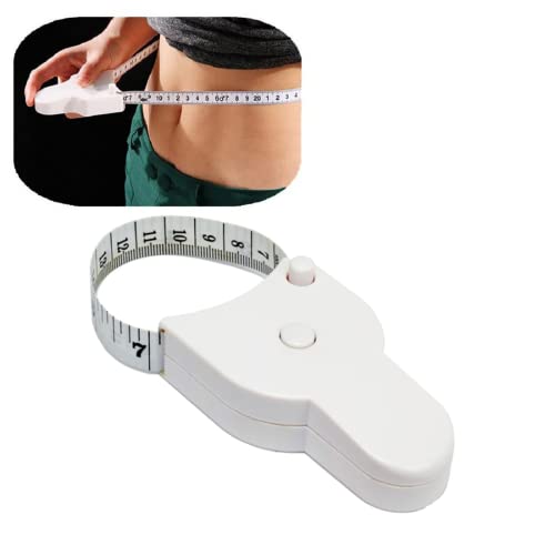 Automatic Retractable Body Measure Tape - 60 inch Telescopic Self Measuring Tape for Body Measurement and Weight Loss, Lock Pin and Push-Button Sewing Tapes-YAWALL(White)