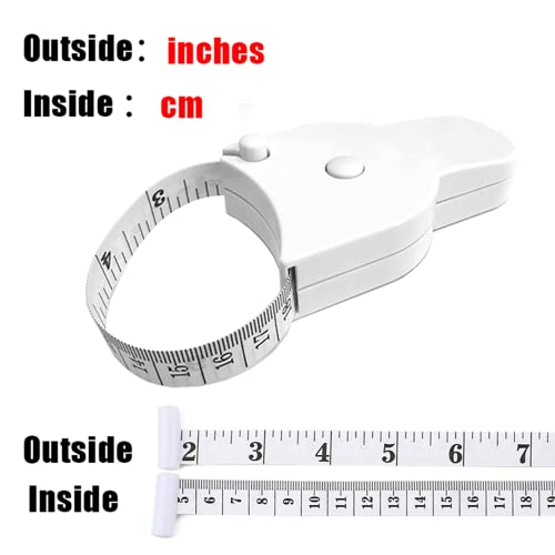 Automatic Retractable Body Measure Tape - 60 inch Telescopic Self Measuring Tape for Body Measurement and Weight Loss, Lock Pin and Push-Button Sewing Tapes-YAWALL(White)