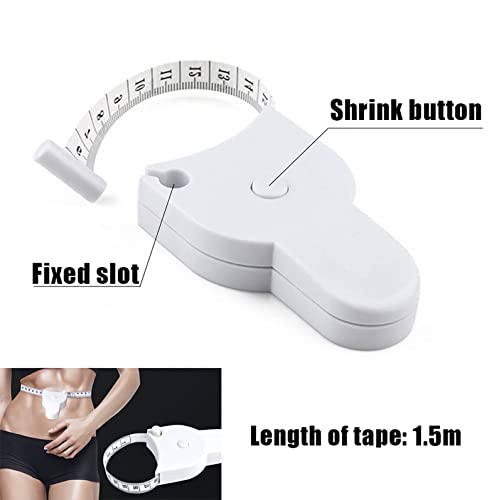 Automatic Retractable Body Measure Tape - 60 inch Telescopic Self Measuring Tape for Body Measurement and Weight Loss, Lock Pin and Push-Button Sewing Tapes-YAWALL(White)