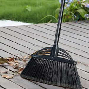 Xifando Four-Section Rod Long-Handled Broom,Heavy-Duty Broom, Angle Broom for Outdoor/Indoor（Black+Blue）