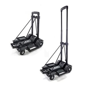 zhjingyu folding hand truck,foldable utility cart with 4 wheels & 2 elastic ropes,foldable dolly cart,backpack trolley,luggage platform truck,travel,moving,shopping,small,lightweight for women