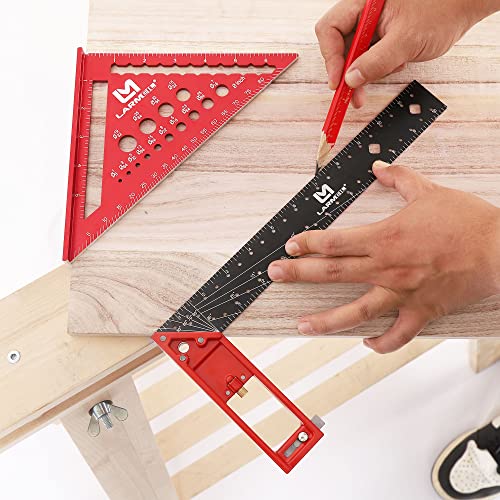 Rafter Square 7 Inch and Framing Square 12 Inch Carpenter Square Set, Square Tool Woodworking Square, Aluminum Rafter Square for Woodworking