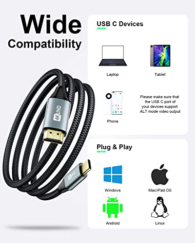 Fastdot USB C to HDMI Cable 6ft/1.8M (4K@30Hz), Thunderbolt 3 Compatible USB Type C HDMI Cable Compatible for MacBook Pro MacBook Air iPad Pro iMac ChromeBook Pixel