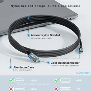 Fastdot USB C to HDMI Cable 6ft/1.8M (4K@30Hz), Thunderbolt 3 Compatible USB Type C HDMI Cable Compatible for MacBook Pro MacBook Air iPad Pro iMac ChromeBook Pixel