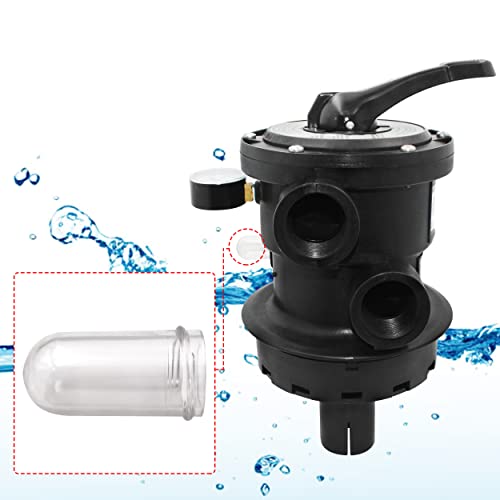 TIROAR SP0714T Top-Mount Multi Port Valve Compatible with Hayward VariFlo,Replacement for Hayward Above-Ground Pro or VL 210 Series Sand Filter，1-1/2 Seven Position Control Valve，Black