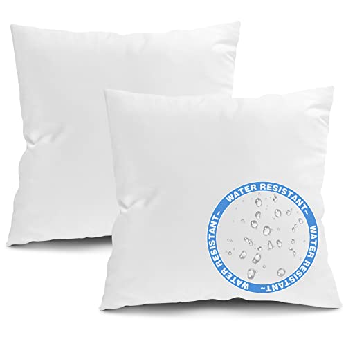 Fixwal 22x22 Inches Outdoor Pillow Inserts Set of 2, Waterproof Decorative Throw Pillows Insert, Square Pillow Form for Patio, Furniture, Bed, Living Room, Garden (White)