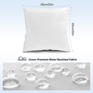 Fixwal 22x22 Inches Outdoor Pillow Inserts Set of 2, Waterproof Decorative Throw Pillows Insert, Square Pillow Form for Patio, Furniture, Bed, Living Room, Garden (White)