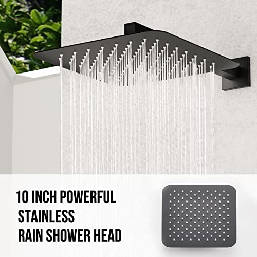 Esnbia Tub Shower System Matte Black, Shower Head with Handheld Shower Faucet Set Complete with Tub Spout, 3-Way Rain Shower System, Shower Valve Included