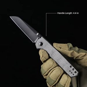 Kizer Domin EDC Knife, Black Micarta Handle Folding Knife, Thumb Stud Opening, 154CM Blade Knife Everyday Carry, V4516SC1