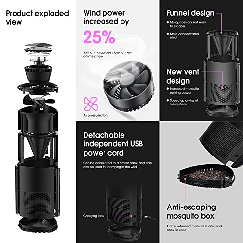 JCKEL Fly Trap, Electric Indoor Mosquito Killer with Powerful Suction Fan and Screen Touch Button for Mosquitoes, Flies, Moths, Effective Fruit Fly Traps for Indoor and Outdoor(Black)