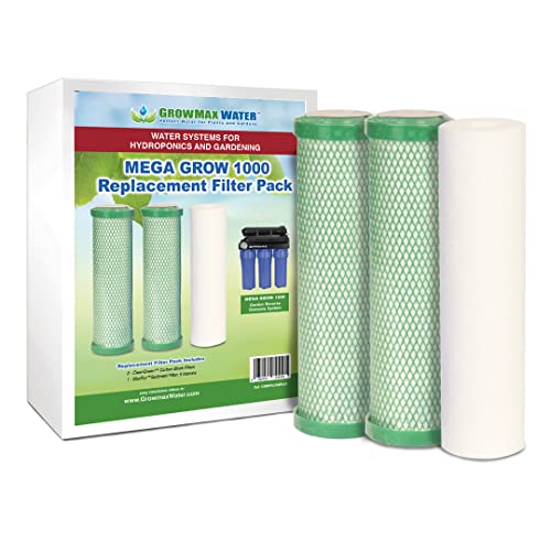 Pack of 3 Mega Grow 1000 Equipment Filters 2 Carbon Block Filters + 1 5 Micron Sediment Filter GrowMax Water.