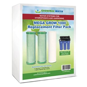 pack of 3 mega grow 1000 equipment filters 2 carbon block filters + 1 5 micron sediment filter growmax water.