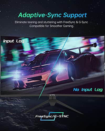 KTC 27 inch Gaming Monitor, 1440P Curved Monitor, 165Hz, 144Hz, 2K, 1500R, 1ms, FreeSync Premium/G-Sync, DisplayPort/HDMI/USB, Vesa/Wall Mount Computer Monitor, Ultrawide PC Monitor H27S17