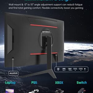 KTC 27 inch Gaming Monitor, 1440P Curved Monitor, 165Hz, 144Hz, 2K, 1500R, 1ms, FreeSync Premium/G-Sync, DisplayPort/HDMI/USB, Vesa/Wall Mount Computer Monitor, Ultrawide PC Monitor H27S17