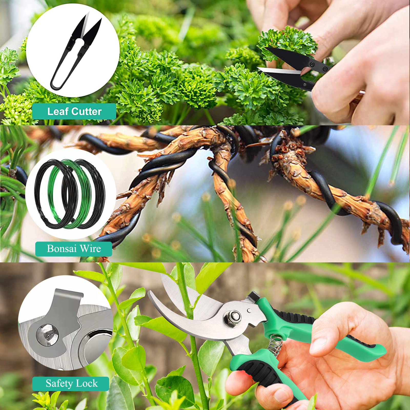 HIPENO Bonsai Tools Set, 24 PCs Bonsai Tree Kit High Carbon Steel Bonsai Tree Trimming Pruning Shears, Scissors, Bonsai Wires, Gardening Gifts for Bonsai Starter