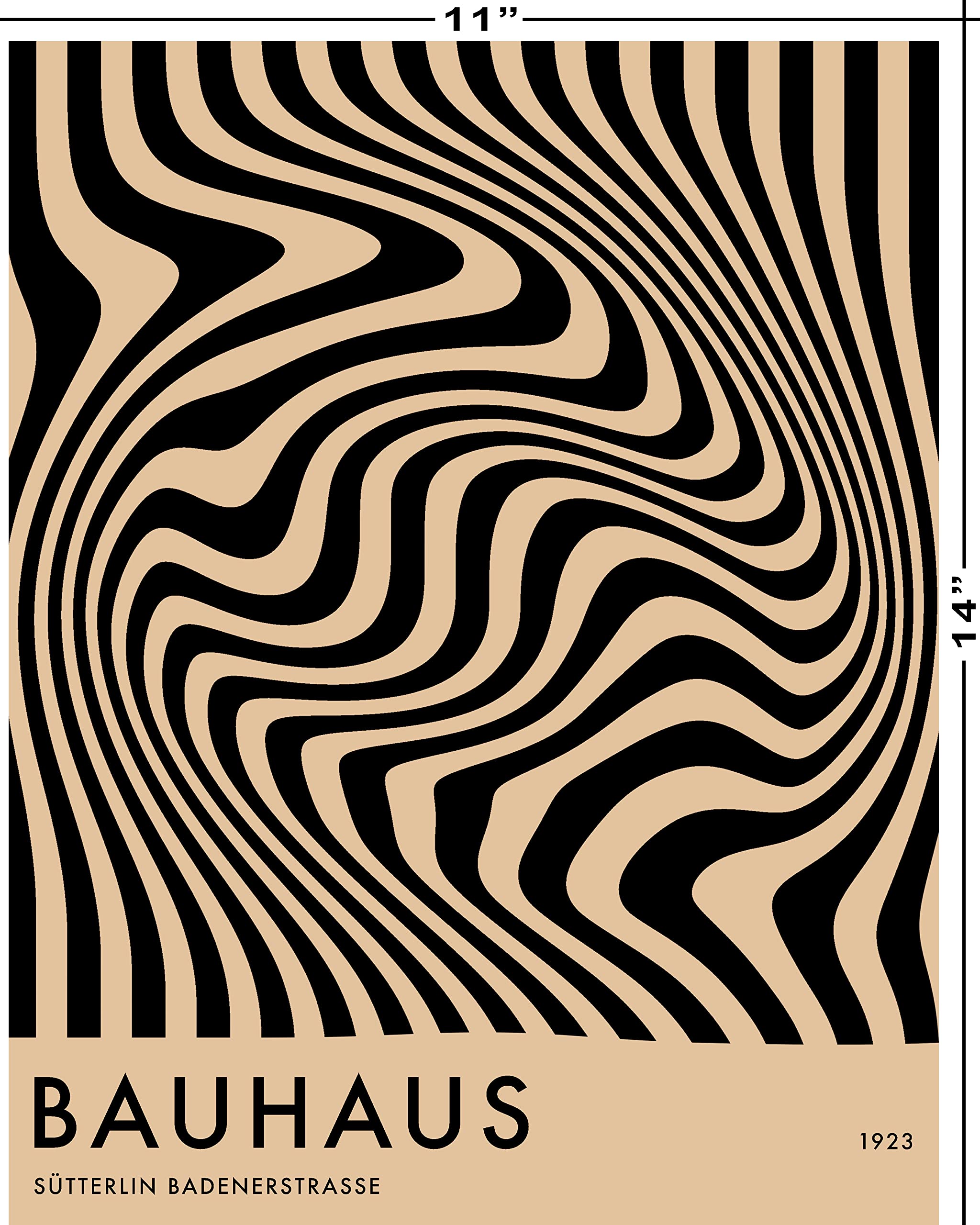 Mid Century Modern Bauhaus Wall Art - 11x14" UNFRAMED Print - Abstract Wall Decor - Exhibition Poster Replication (Black)