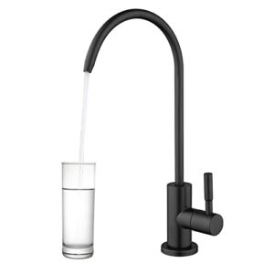 kitchen water filter faucet(2022new)100% lead-free drinking water faucet fits most reverse osmosis units or water filtration system in non-air gap, stainless steel 304 body(matte black)