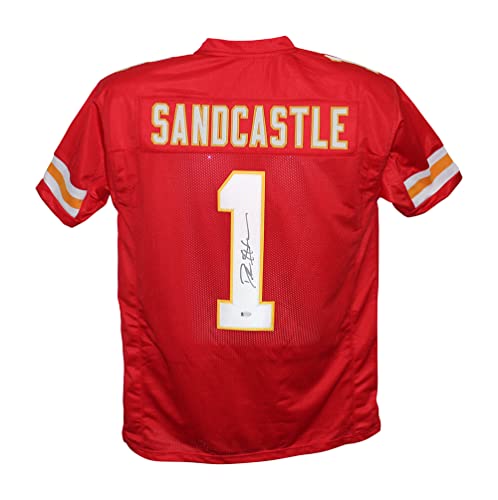 Deion Sanders Leon Sandcastle Autographed Pro Style Red Jersey Beckett