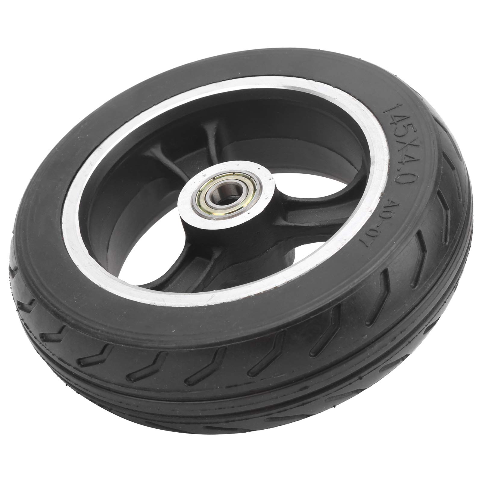 Diydeg 6 Inch Solid Tire Wheel, 145X4.0 Rubber Non Inflatable Flat Wheel Explosion Proof Replacement Utility Tire Wheel Solid Pneumatic Tires Wheels for Electric Scooters Children