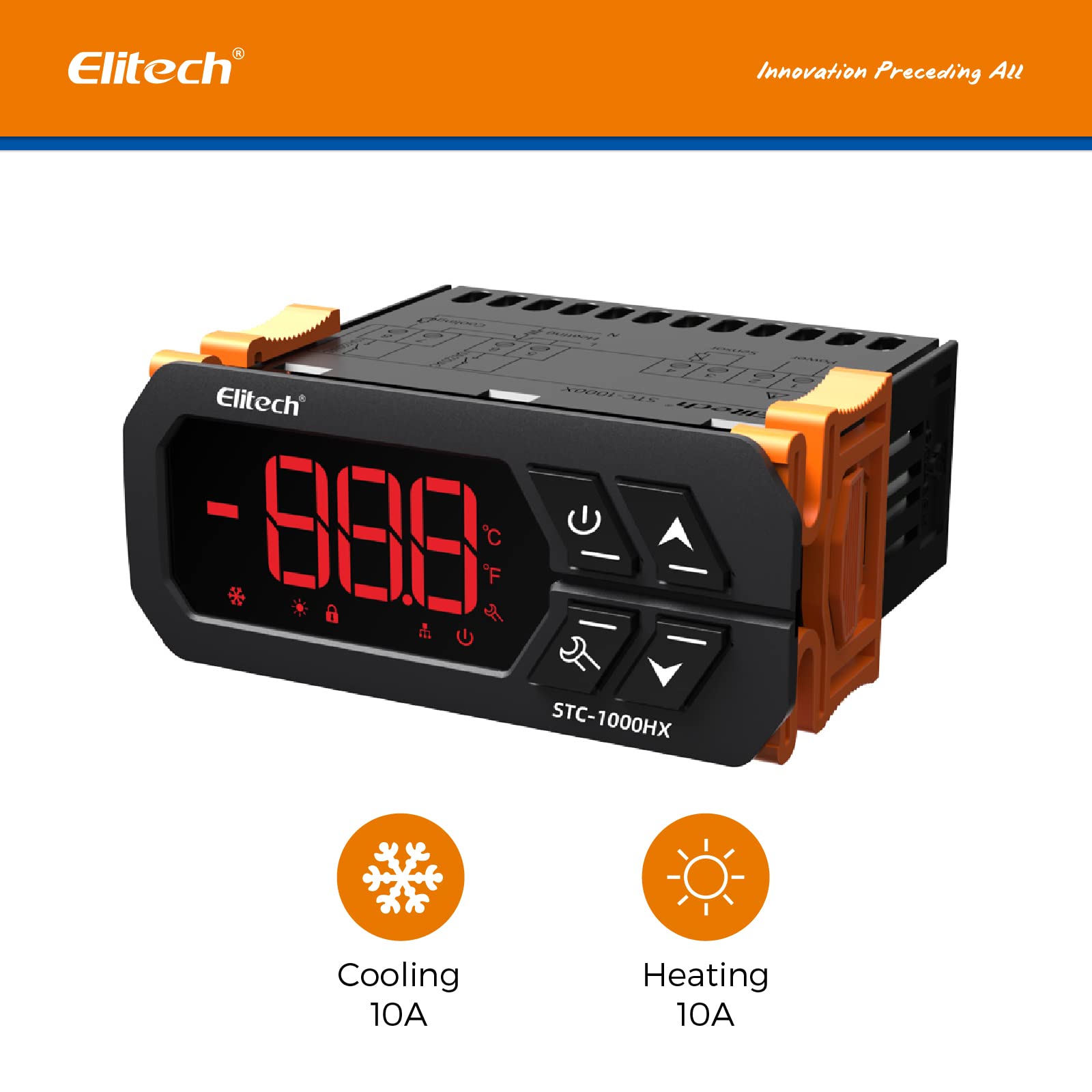 Elitech STC-1000HX Temperature Controller STC-1000 2nd Upgraded ℉⇋℃ Fahrenheit Celsius Switchable Origin Digital 110V Thermostat 2 Relays Advanced from STC-1000 New Panel 30% Larger