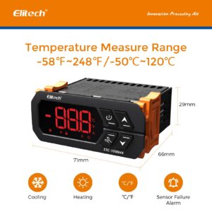 Elitech STC-1000HX Temperature Controller STC-1000 2nd Upgraded ℉⇋℃ Fahrenheit Celsius Switchable Origin Digital 110V Thermostat 2 Relays Advanced from STC-1000 New Panel 30% Larger