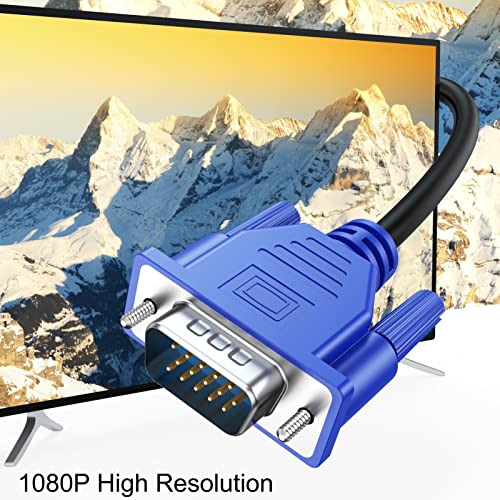 UVOOI VGA Cable 5 Feet, VGA to VGA Monitor Cable 1080P Full HD 15pin Male to Male Video Cord for Computer PC Monitor Laptops TV Projectors and More (Blue, 1.5M)