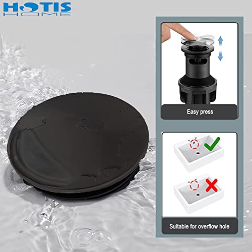 HOTIS Vessel Sink Faucet, Matte Black Waterfall Bathroom Faucet, Tall Body Single Hole Single Handle Bathroom Faucet, Bathroom Sink Faucet with Pop Up Drain and 3/8" Hoses Supply Line