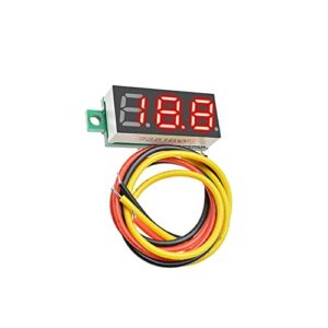 Voltage Tester,DC 0V-100V Mini Digital DC Voltmeter with 0.28 inch LED Display (5 Pcs), Blue,Green,White,Red