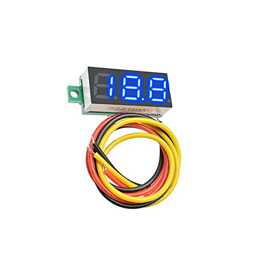 Voltage Tester,DC 0V-100V Mini Digital DC Voltmeter with 0.28 inch LED Display (5 Pcs), Blue,Green,White,Red